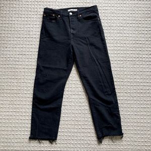 Levi’s Wedgie Straight Black Jeans with Raw Hem